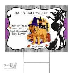 Halloween Decorations Outdoor Halloween Yard Sign Funny Halloween Goldendoodle Dog Witch Pumpkin Halloween Yard Decorations - Scotstee Shop