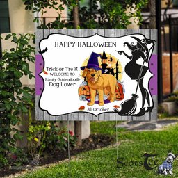 Halloween Decorations Outdoor Halloween Yard Sign Funny Halloween Goldendoodle Dog Witch Pumpkin Halloween Yard Decorations - Scotstee Shop