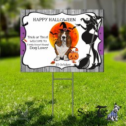 Halloween Yard Sign Funny Dog Basset Hound Jack O Lantern Pumpkin Halloween Yard Decorations - Scotstee Shop