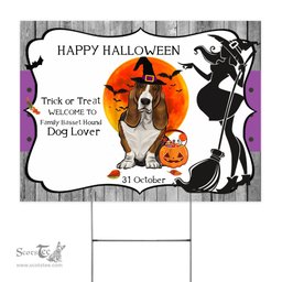 Halloween Yard Sign Funny Dog Basset Hound Jack O Lantern Pumpkin Halloween Yard Decorations - Scotstee Shop