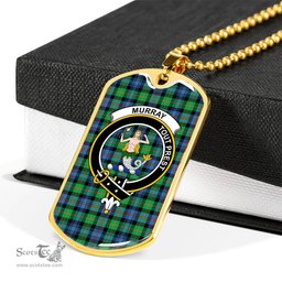 Murray Dysart Of Athole Ancient Scottish Clan Tartan Military Dog Tag Necklace Jewelry
