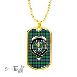 Murray Dysart Of Athole Ancient Scottish Clan Tartan Military Dog Tag Necklace Jewelry