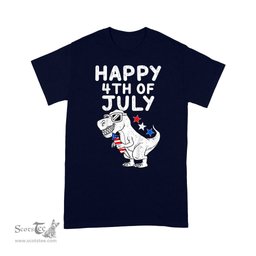 Kids Happy 4th Of July T Rex Patriotic Funny Toddler Boys Kids 4th Of July Shirt - Scotstee Shop