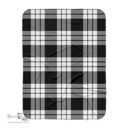 Scotstee Shop Tartan Plaid Blanket MacFarlane Black & White Scottish Tartan Plaid Sherpa Blanket