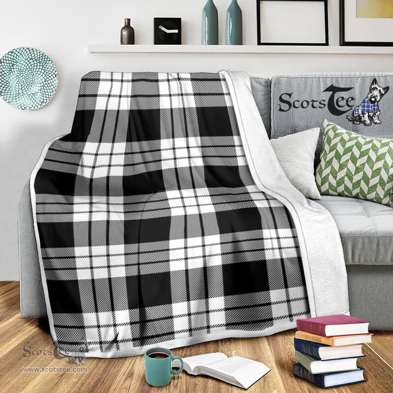 Scotstee Shop Tartan Plaid Blanket MacFarlane Black & White Scottish Tartan Plaid Sherpa Blanket