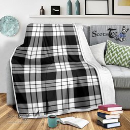 Scotstee Shop Tartan Plaid Blanket MacFarlane Black & White Scottish Tartan Plaid Sherpa Blanket