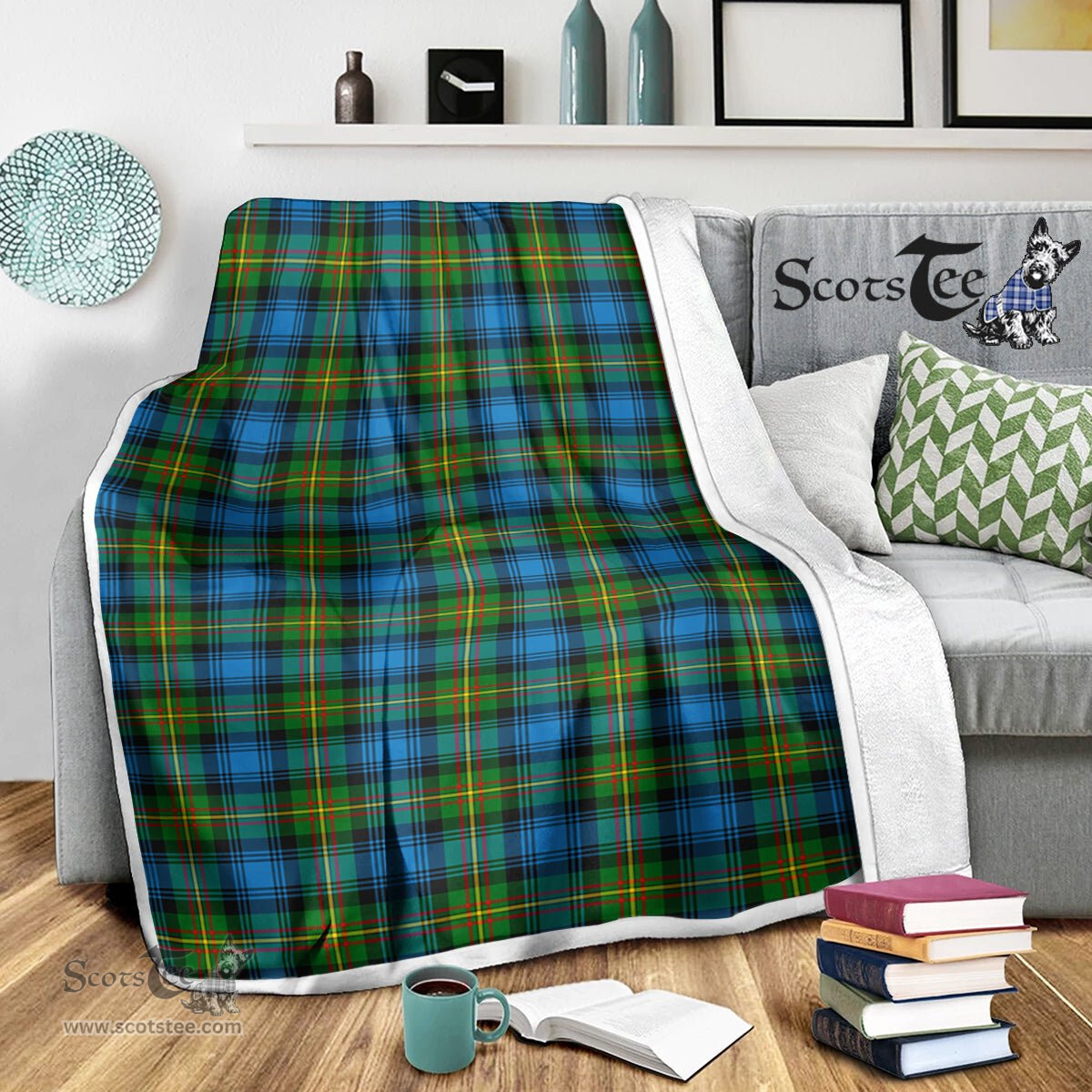 Scotstee Shop Tartan Plaid Blanket Grant Hunting Scottish Tartan Plaid Sherpa Blanket
