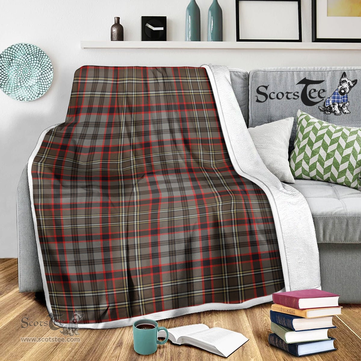 Scotstee Shop Tartan Plaid Blanket Nicolson Hunting Weathered Scottish Tartan Plaid Sherpa Blanket