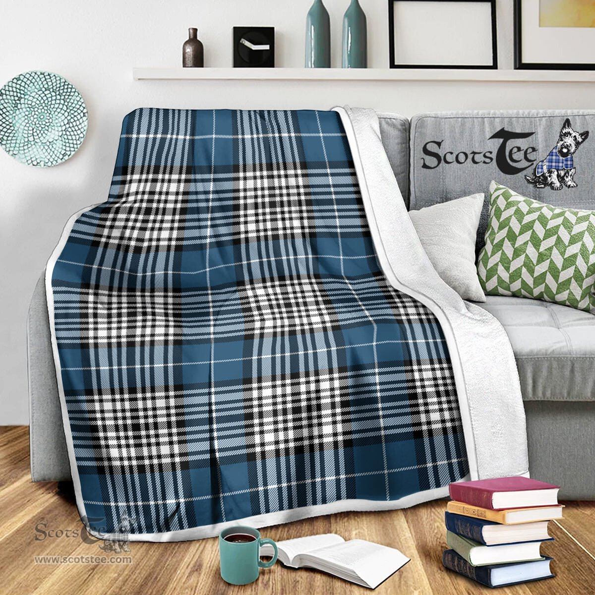 Scotstee Shop Tartan Plaid Blanket Napier Modern Scottish Tartan Plaid Sherpa Blanket