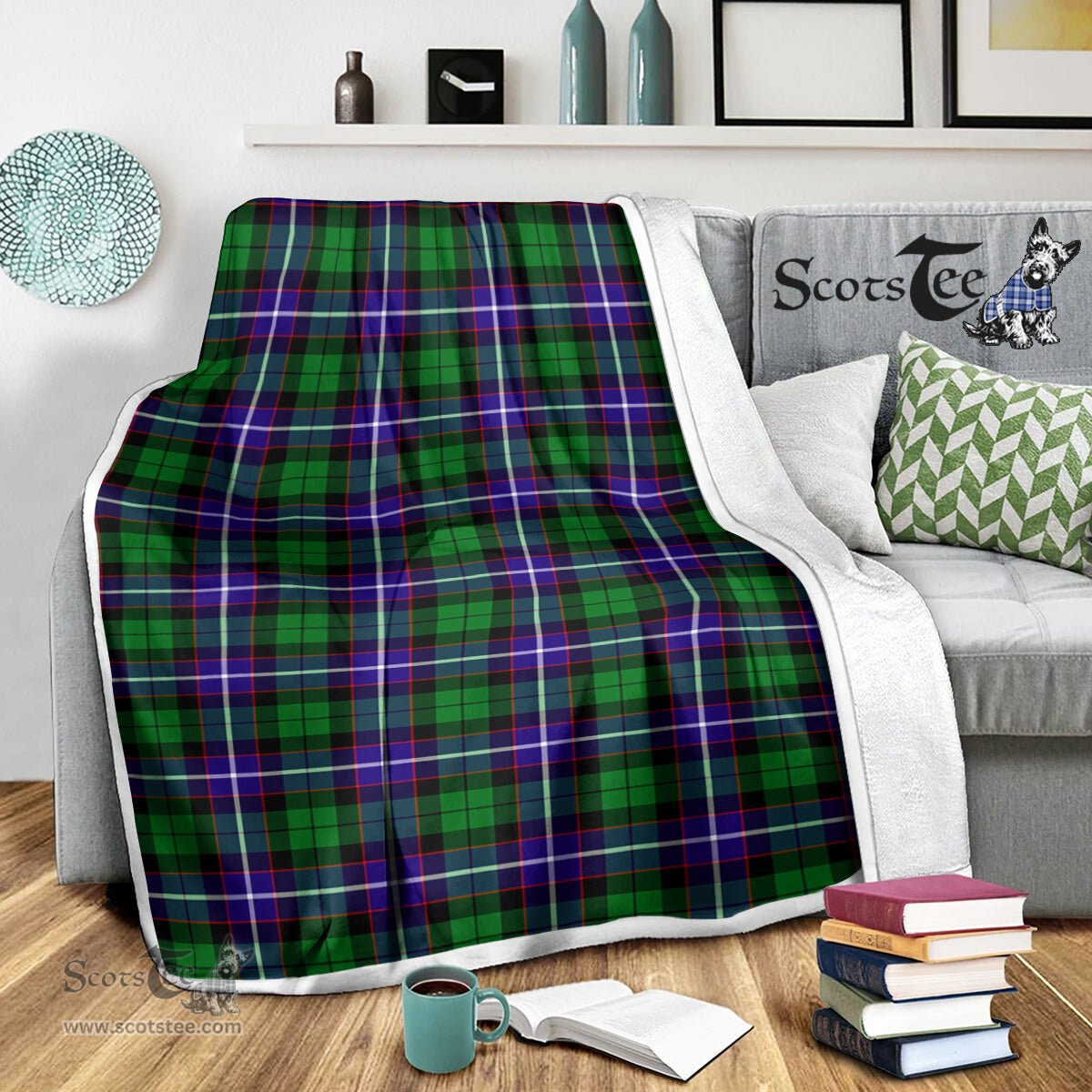 Scotstee Shop Tartan Plaid Blanket Hunter Scottish Tartan Plaid Sherpa Blanket