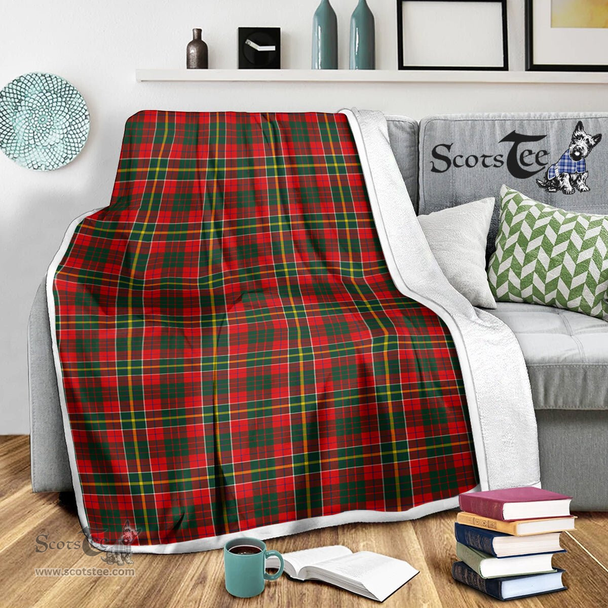 Scotstee Shop Tartan Plaid Blanket Hunter USA Scottish Tartan Plaid Sherpa Blanket