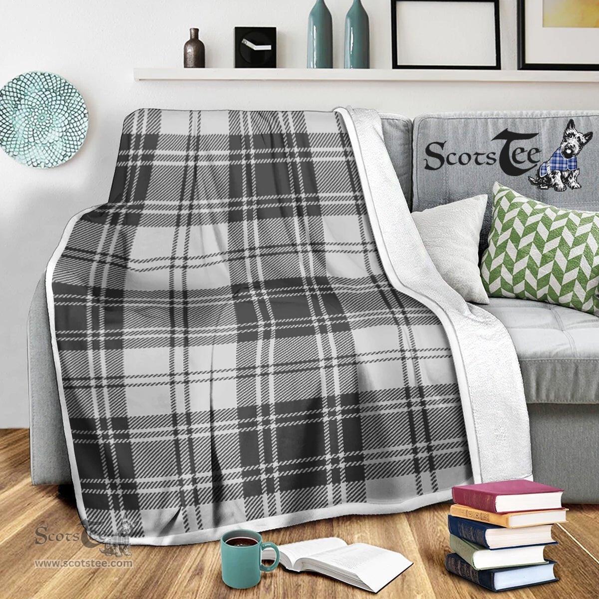 Scotstee Shop Tartan Plaid Blanket Glen Grey Scottish Tartan Plaid Sherpa Blanket