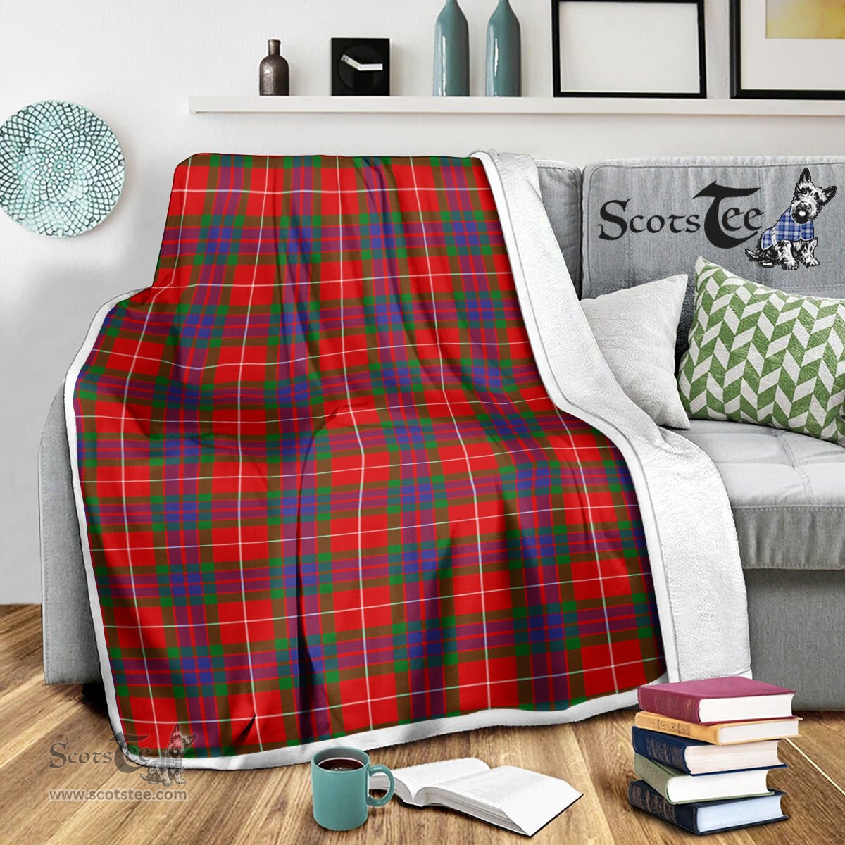 Scotstee Shop Tartan Plaid Blanket Fraser Scottish Tartan Plaid Sherpa Blanket