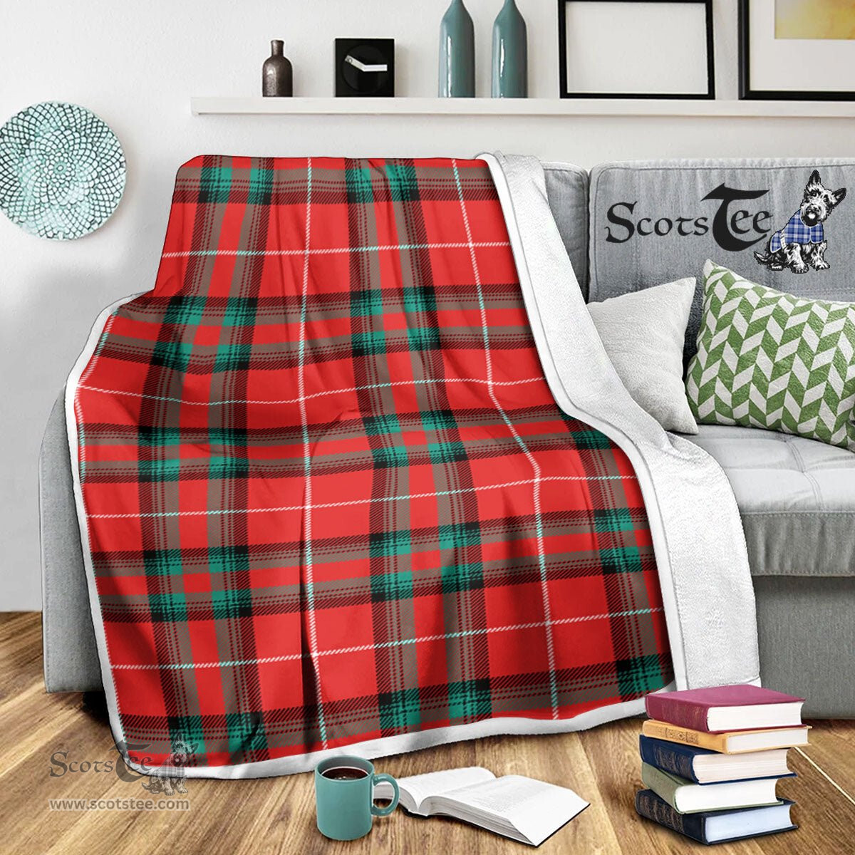Scotstee Shop Tartan Plaid Blanket Glas Red Scottish Tartan Plaid Sherpa Blanket