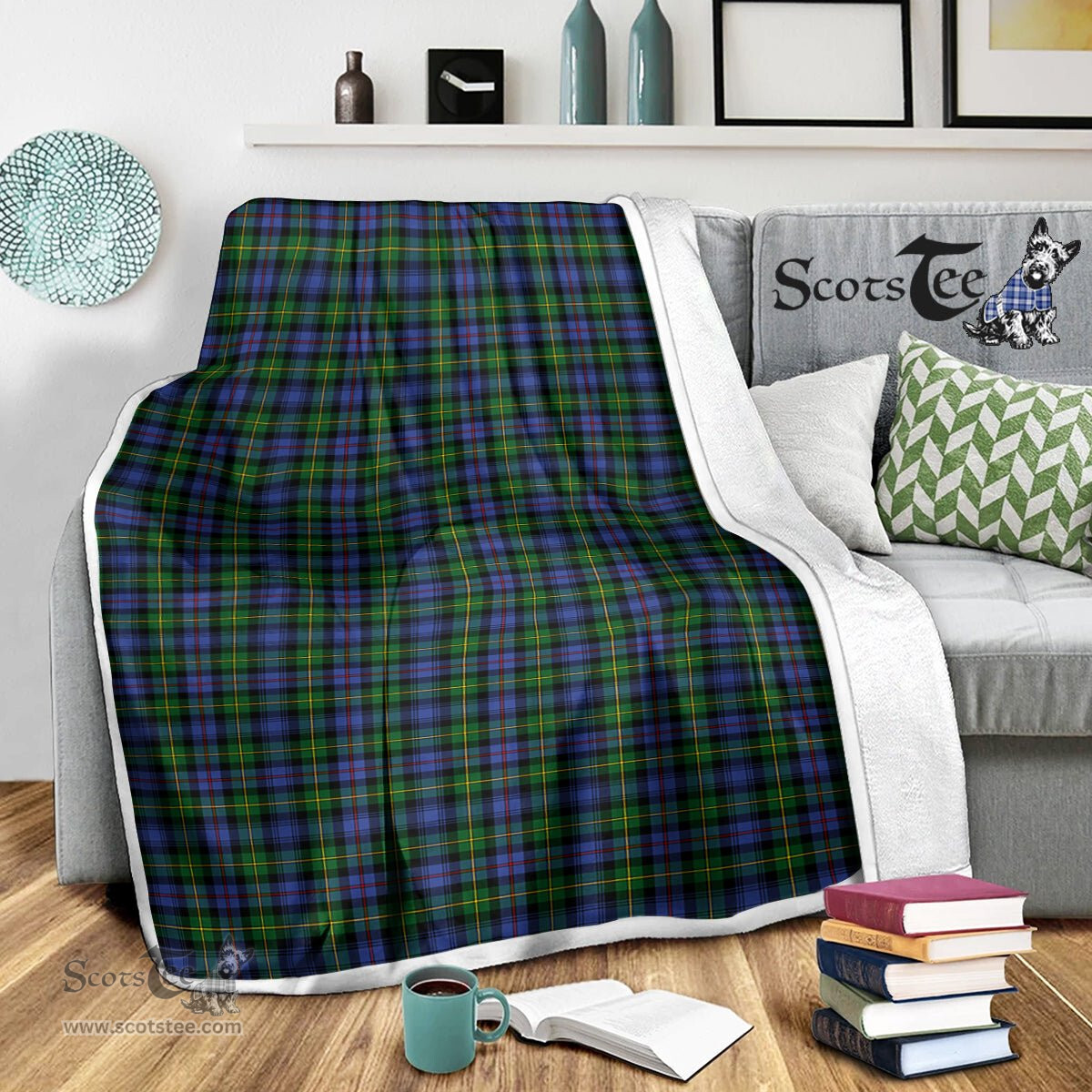Scotstee Shop Tartan Plaid Blanket Baillie Hunting Scottish Tartan Plaid Sherpa Blanket