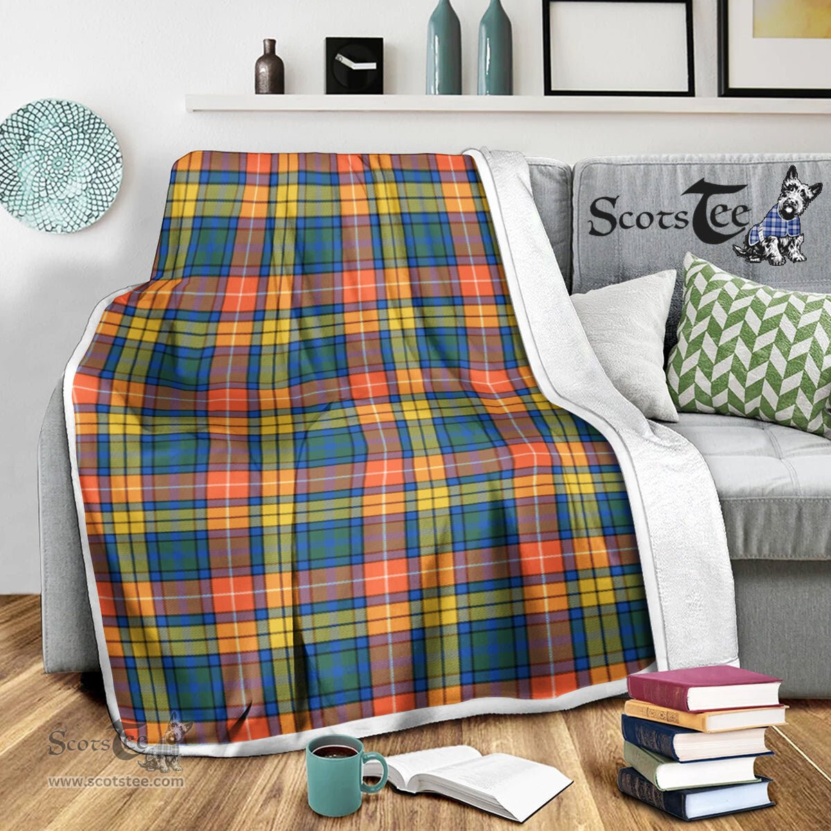 Scotstee Shop Tartan Plaid Blanket Buchanan Ancient Scottish Tartan Plaid Sherpa Blanket