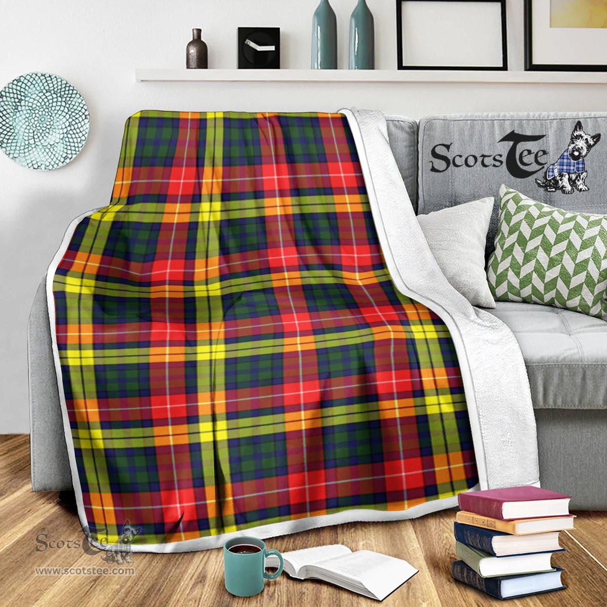 Scotstee Shop Tartan Plaid Blanket Buchanan Modern Scottish Tartan Plaid Sherpa Blanket