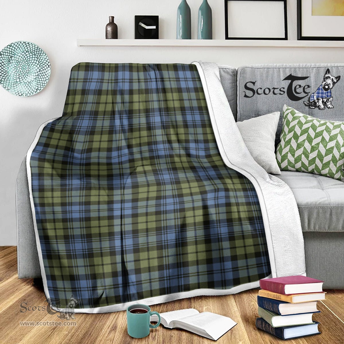 Scotstee Shop Tartan Plaid Blanket Campbell Faded Scottish Tartan Plaid Sherpa Blanket