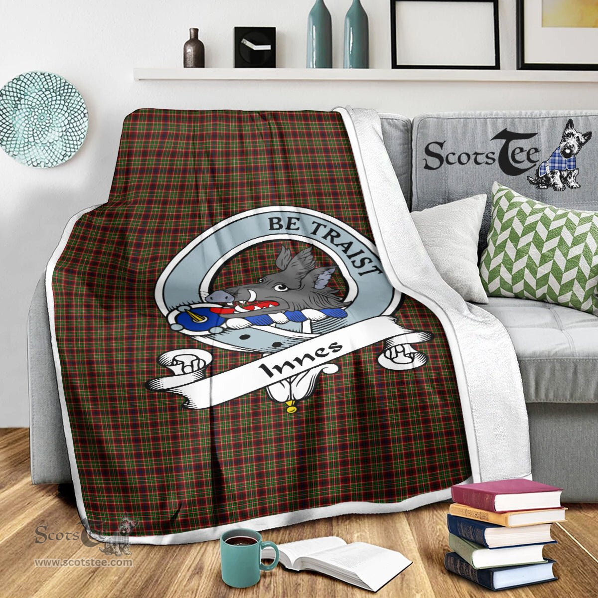 Scotstee Shop Tartan Plaid Blanket Innes Of Cowie Clan Badge Scottish Tartan Plaid Sherpa Blanket, Tartan Blanket, Plaid Blanket, Scottish Blanket, Gift Christmas Blanket, Christmas Blanket, Mother Day Gift, Father Day Gift