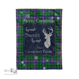 Scotstee Shop Tartan Plaid Christmas Fleece Blankets Clan Carmichael Plaid Blanket, tartan blanket, tartan blanket fleece, plaid blanket, plaid fleece blanket, clan tartan blanket, clan blanket, christmas blanket