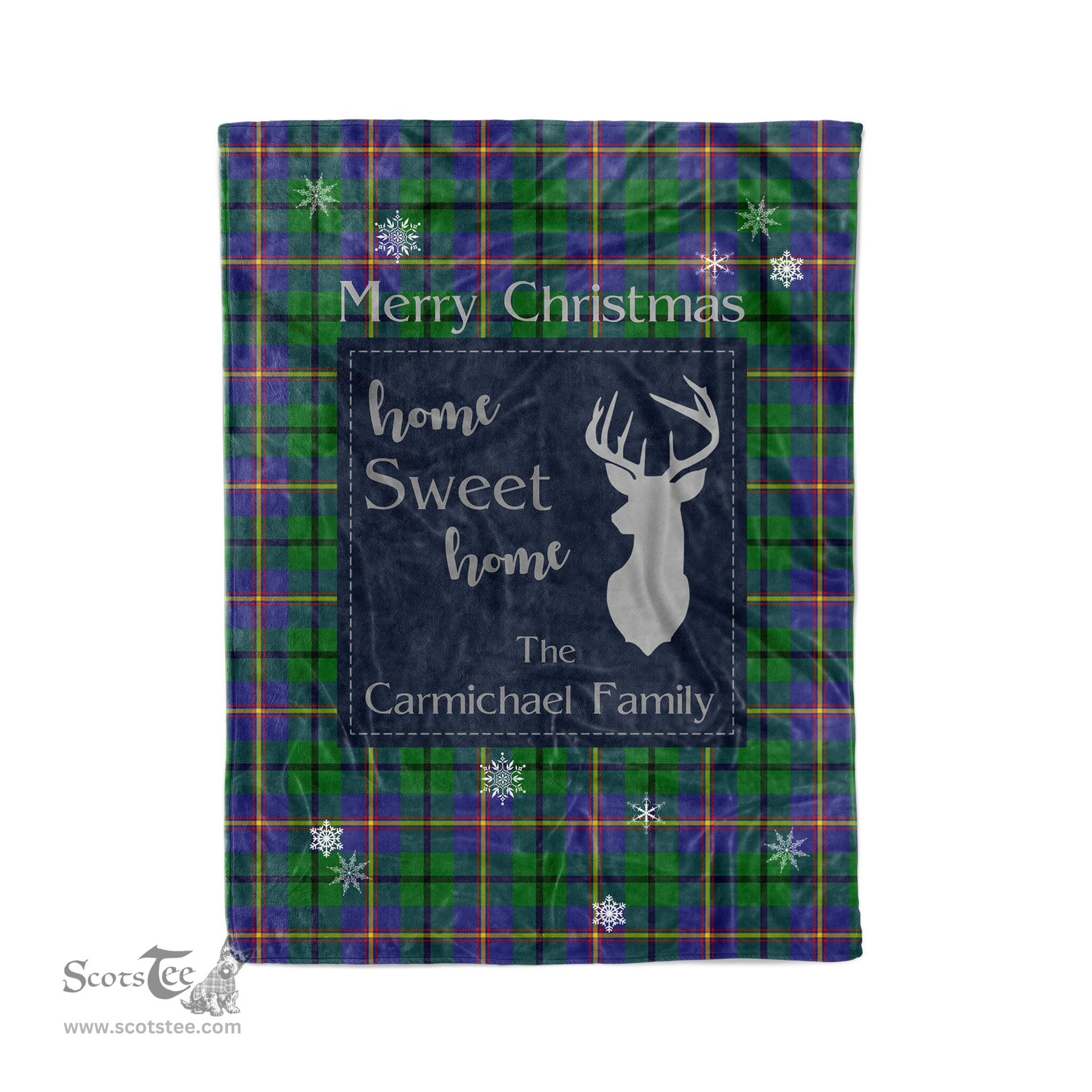 Scotstee Shop Tartan Plaid Christmas Fleece Blankets Clan Carmichael Plaid Blanket, tartan blanket, tartan blanket fleece, plaid blanket, plaid fleece blanket, clan tartan blanket, clan blanket, christmas blanket