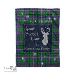Scotstee Shop Tartan Plaid Christmas Fleece Blankets Clan Carmichael Plaid Blanket, tartan blanket, tartan blanket fleece, plaid blanket, plaid fleece blanket, clan tartan blanket, clan blanket, christmas blanket