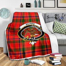 Scotstee Shop Tartan Plaid Blanket Munro Modern Clan Crest Badge Scottish Tartan Plaid Sherpa Blanket