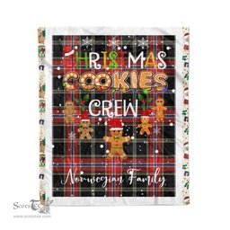 Personalized Gift Tartan Plaid Blanket Clan Norwegian With Christmas Cookie Baking Crew Christmas Gift Blanket, Plaid Blanket, Christmas Fleece Blanket, Christmas Blanket, Tartan Blanket, Scottish Blanket, Scotland Blanket, Family Name Blanket, Custom Blanket, Personalized Blanket
