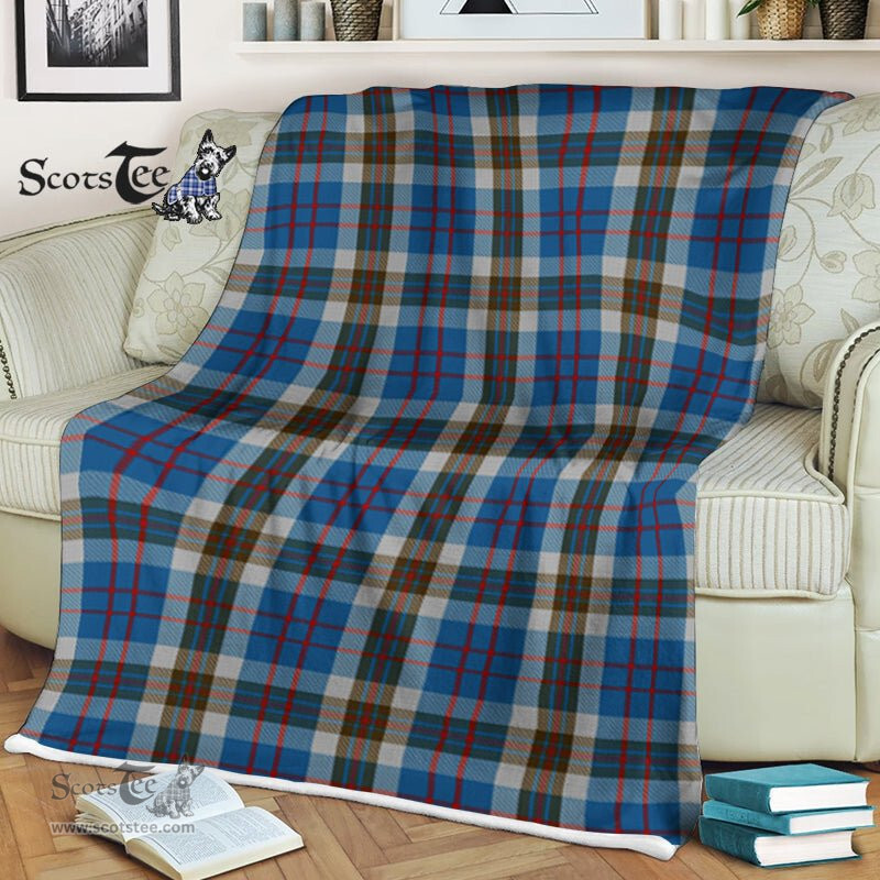 Plaid Blanket Thomson Blue Tartan Blanket Scottish Plaid Throw Blanket Tartan Plaid Fleece Blanket