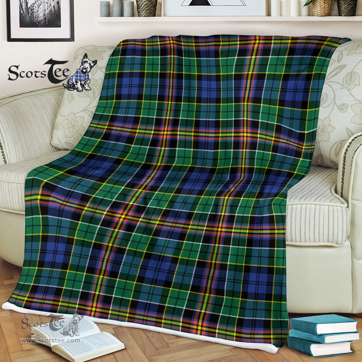 Plaid Blanket Allison Tartan Blanket Scottish Green Plaid Throw Blanket Tartan Plaid Fleece Blanket - Scotstee Shop