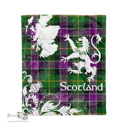 Scotstee Shop Tartan Plaid Fleece Blankets Thistle and Lion Scottish Clan Selkirk Plaid Blanket