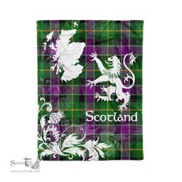 Scotstee Shop Tartan Plaid Fleece Blankets Thistle and Lion Scottish Clan Selkirk Plaid Blanket
