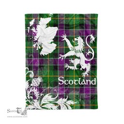Scotstee Shop Tartan Plaid Fleece Blankets Thistle and Lion Scottish Clan Selkirk Plaid Blanket