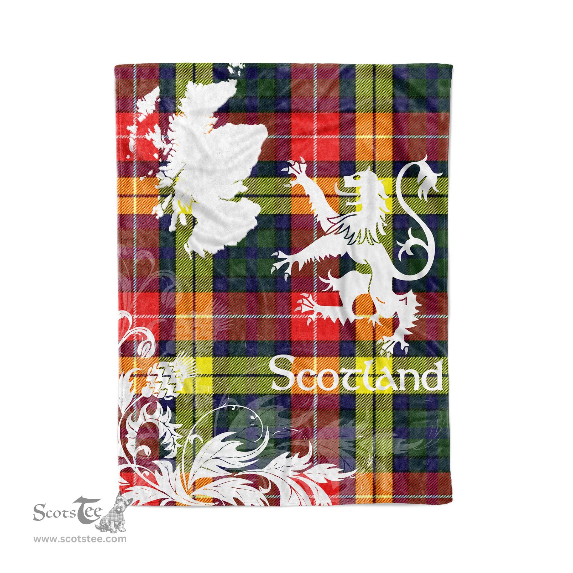 Scotstee Shop Tartan Plaid Fleece Blankets Thistle and Lion Scottish Clan Masterton Bcn Plaid Blanket