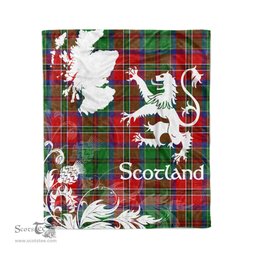 Scotstee Shop Tartan Plaid Fleece Blankets Thistle and Lion Scottish Clan McCulloch Plaid Blanket