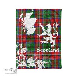 Scotstee Shop Tartan Plaid Fleece Blankets Thistle and Lion Scottish Clan McCulloch Plaid Blanket