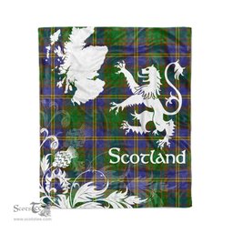 Scotstee Shop Tartan Plaid Fleece Blankets Thistle and Lion Scottish Clan Strange of Balcaskie Plaid Blanket