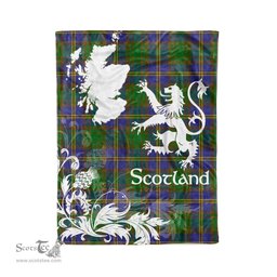 Scotstee Shop Tartan Plaid Fleece Blankets Thistle and Lion Scottish Clan Strange of Balcaskie Plaid Blanket
