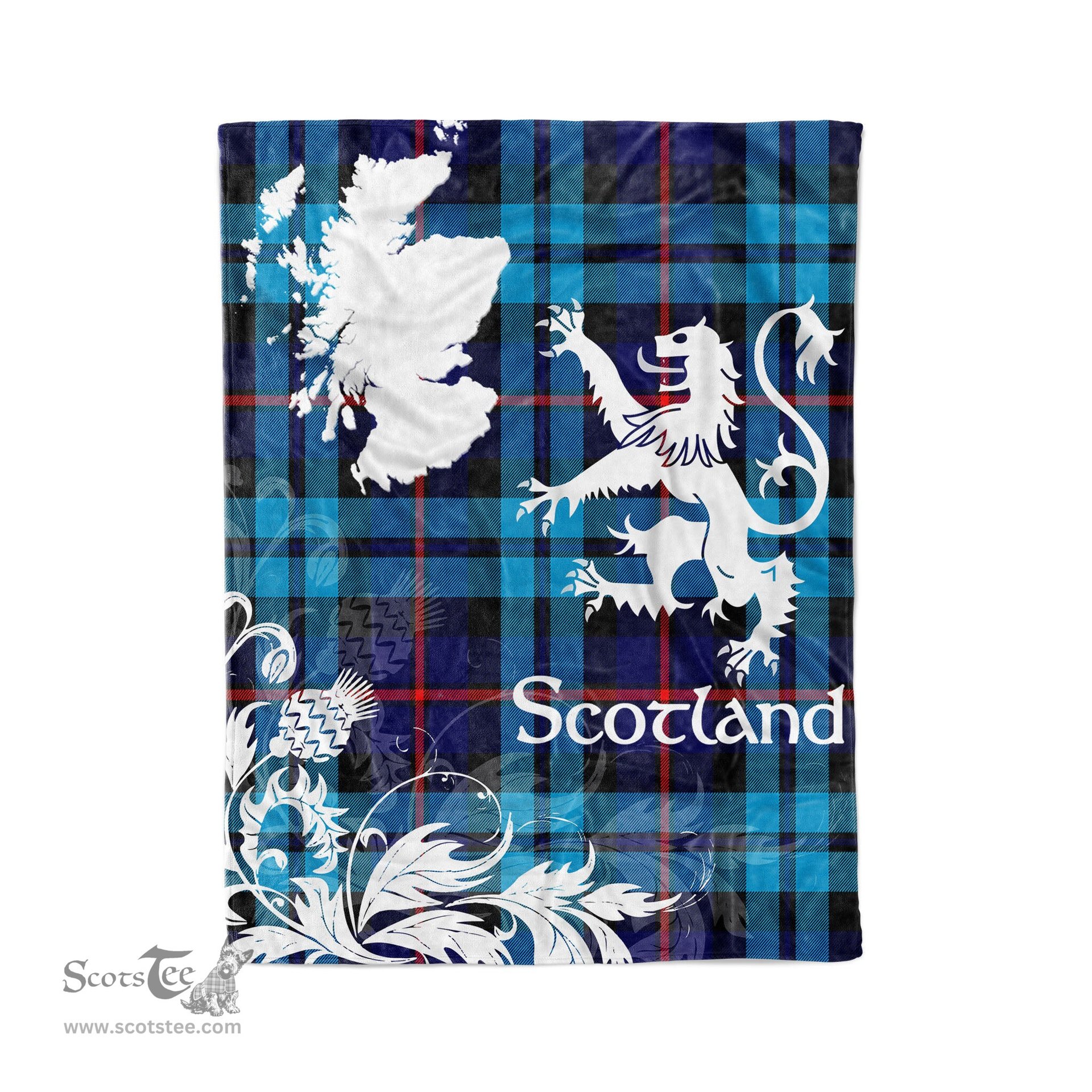 Scotstee Shop Tartan Plaid Fleece Blankets Thistle and Lion Scottish Clan McCorquodale Plaid Blanket