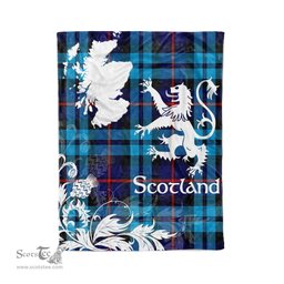 Scotstee Shop Tartan Plaid Fleece Blankets Thistle and Lion Scottish Clan McCorquodale Plaid Blanket