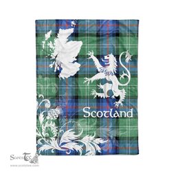 Scotstee Shop Tartan Plaid Fleece Blankets Thistle and Lion Scottish Clan Sutherland Old Ancient Plaid Blanket