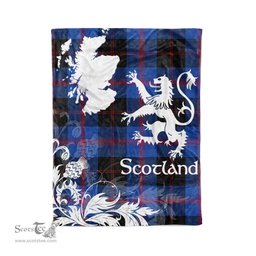 Scotstee Shop Tartan Plaid Fleece Blankets Thistle and Lion Scottish Clan Maule Modem Plaid Blanket