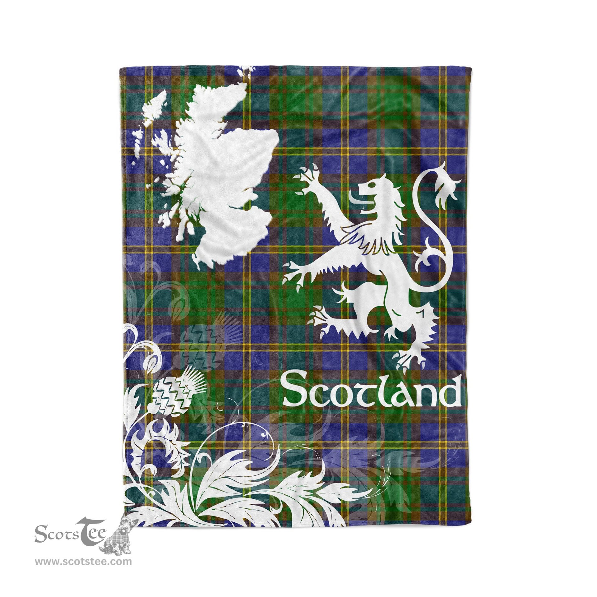 Scotstee Shop Tartan Plaid Fleece Blankets Thistle and Lion Scottish Clan Strange of Balcaskie Plaid Blanket