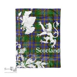 Scotstee Shop Tartan Plaid Fleece Blankets Thistle and Lion Scottish Clan Strange of Balcaskie Plaid Blanket