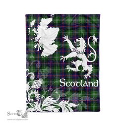 Scotstee Shop Tartan Plaid Fleece Blankets Thistle and Lion Scottish Clan Swinton Plaid Blanket