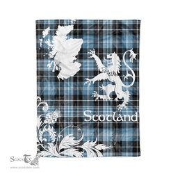 Scotstee Shop Tartan Plaid Fleece Blankets Thistle and Lion Scottish Clan Clark Plaid Blanket
