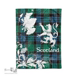 Scotstee Shop Tartan Plaid Fleece Blankets Thistle and Lion Scottish Clan Stewart Old Ancient Plaid Blanket
