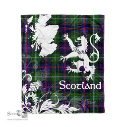 Scotstee Shop Tartan Plaid Fleece Blankets Thistle and Lion Scottish Clan Malcolm Plaid Blanket