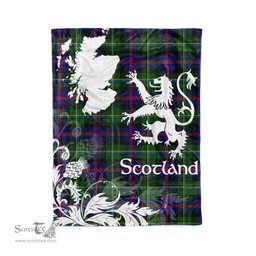 Scotstee Shop Tartan Plaid Fleece Blankets Thistle and Lion Scottish Clan Malcolm Plaid Blanket