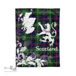 Scotstee Shop Tartan Plaid Fleece Blankets Thistle and Lion Scottish Clan Sutherland Plaid Blanket